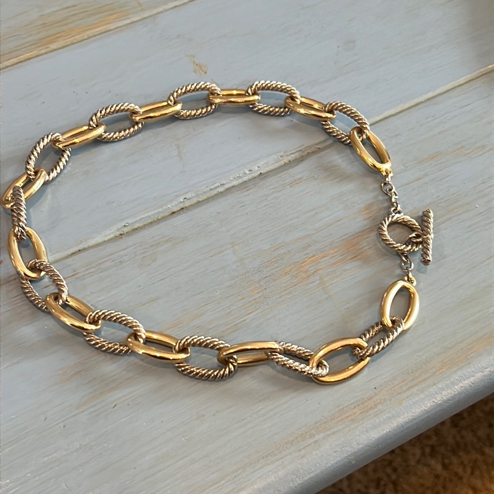 Gold and silver toggle clasp necklace